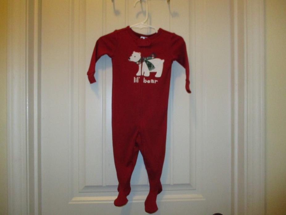 GYMBOREE BABY BOY NWT 6-12 MONTH RED LIL BEAR POLAR CHRISTMAS FOOTED  FREE SHIP