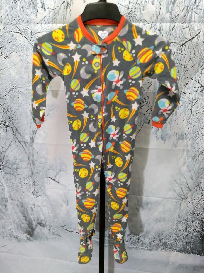 Space Astronaut Planets Stars Place Boy's 5T Gray Blanket Sleeper Footed Pajamas