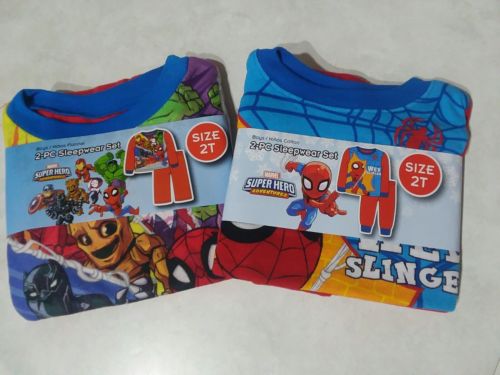 Spiderman Marvel 2T Sleepwear Pajama 2-PC Set 2 Pairs