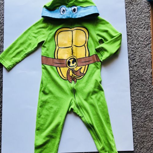 Teenage Mutant Ninja Turtles Boys One Piece Pajamas Costume PJ's Hooded 18-24m