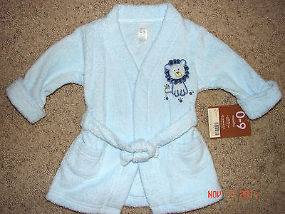 CARTERS Wrap-me-up TERRY CLOTH Bath ROBE (baby boys 0-9M) Light Blue Lion NWT