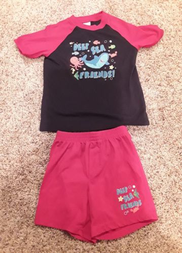WONDER KIDS Boys' 4T PAJAMA SET Red deep sea friends Short-Sleeve w/ Shorts