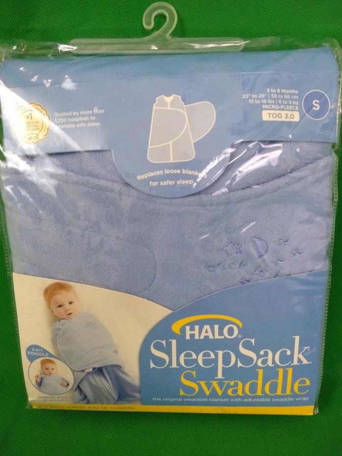 NWT Halo Sleep Sack Swaddle Baby Size S 3-6 Months (13-18 lbs) Fleece Blue New