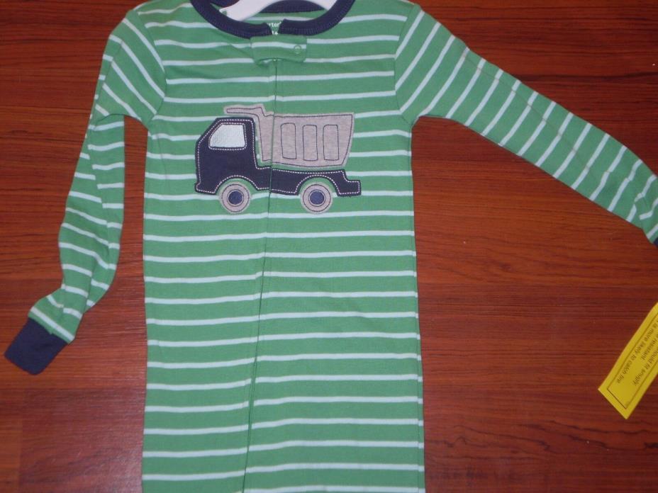 Carter's Boys toddlers Green Truck Pajamas 4T New