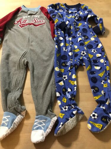 Lot Of 2 Carter’s Toddler Baby Boy 18 Month Fleece Sleeper Footed