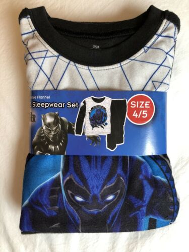 NWT Marvel Boy’s Size 4-5 Black Panther Flannel Pajamas 2-Piece Set