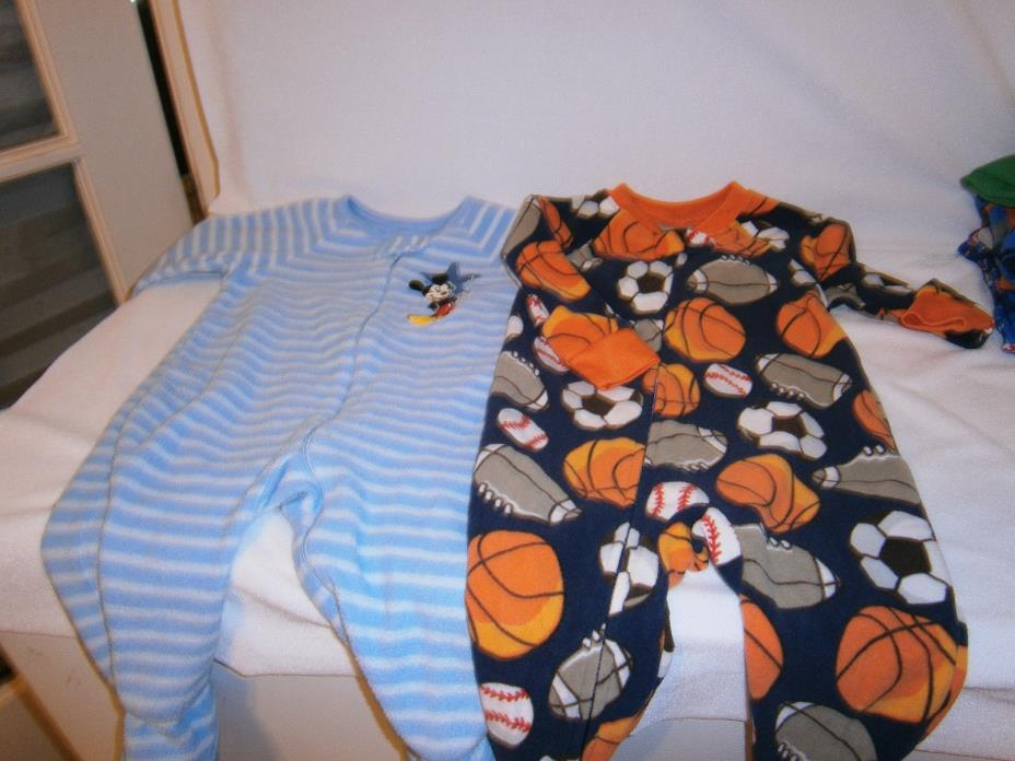 Mickey Mouse & Carters Fleece Sleepwear, Set of 2, Size 12 Months