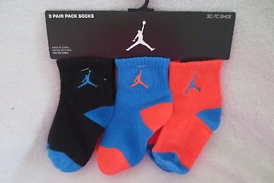 3 Pair Air Jordan Socks Boy Toddler Size 3- 4.5 Size New