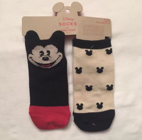 Boys' Disney Mickey Mouse Socks Junk Food 2 Pair Black Ivory Medium Shoe 9 - 2.5