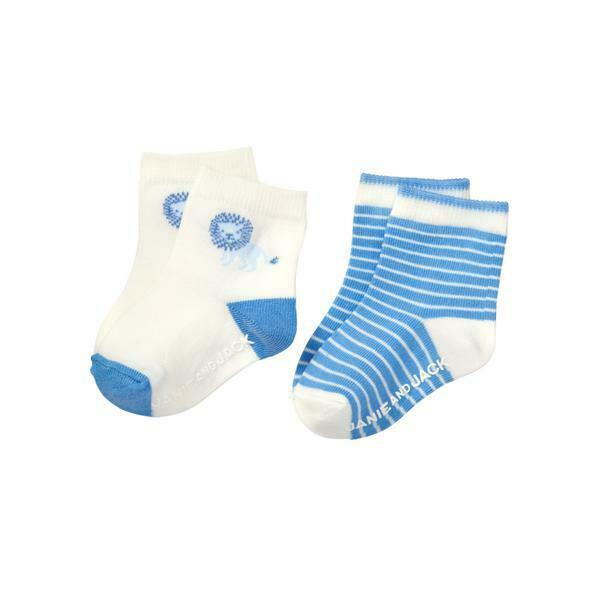 NEW!  Janie and Jack LION AND STRIPE SOCKS Set of 2 - Size 6-12 Months