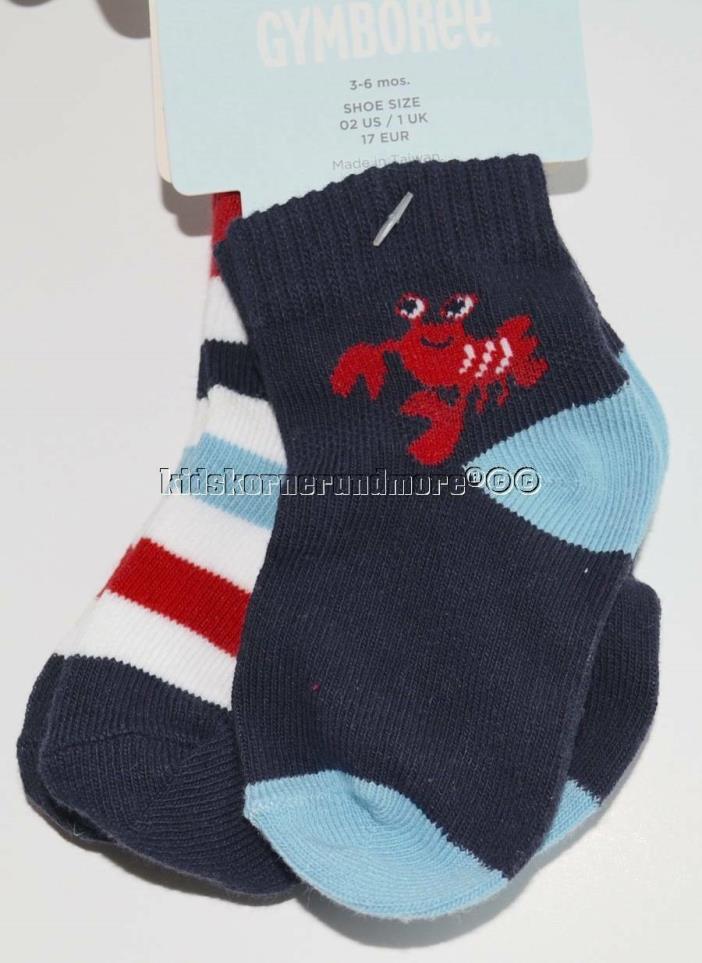 Gymboree Boys Beach Crawler 3-6 mo Blue Red Lobster Striped