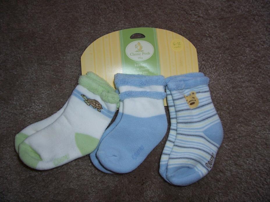 NEW! CLASSIC POOH 3 Pair Booties Size 6-12 Months