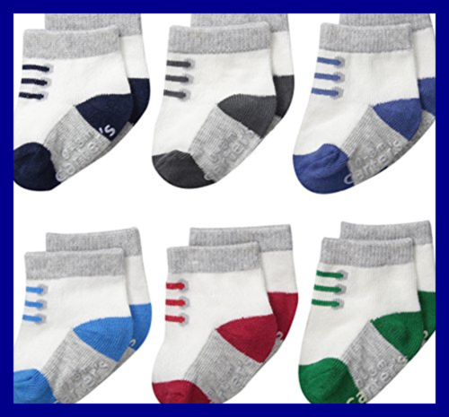 Baby Boys Newborn Sneaker Socks Multi 3 12/Medium Months Pack Of 6 Baby Boys