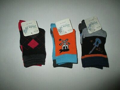 New Infant Boys 0-12 mths Baby Route 66 Crew Sock 6 pairs 3 pkgs Total