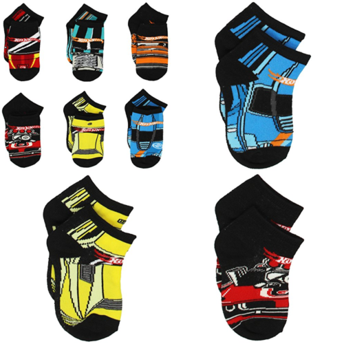Hot Wheels Boys 6 Pack Socks 4 Shoe 7 10 Black/Multi Toddler