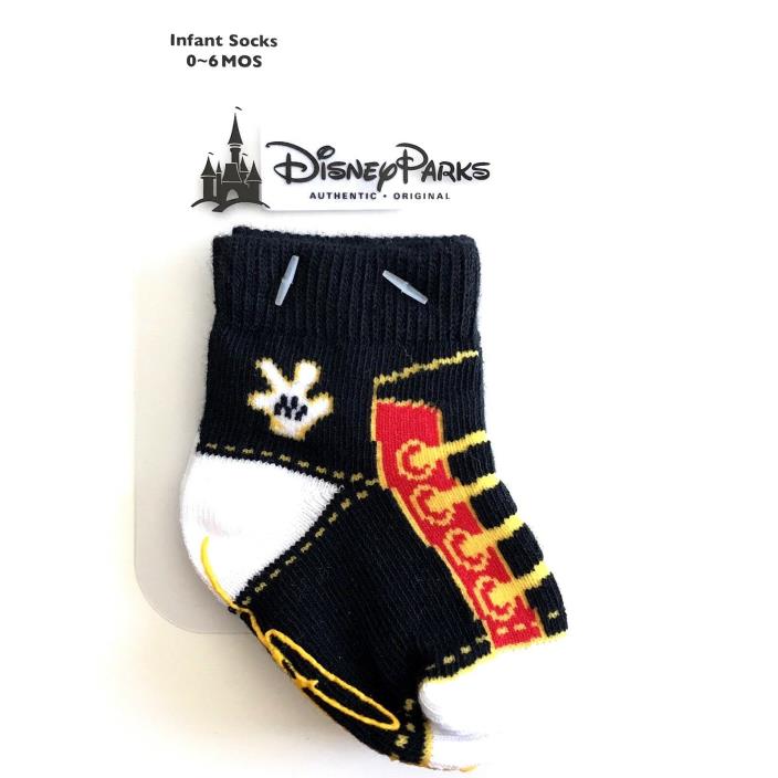 Disney Parks Mickey Mouse Crib Socks Size 0-6 Months Baby Boy Black Shoe Lace