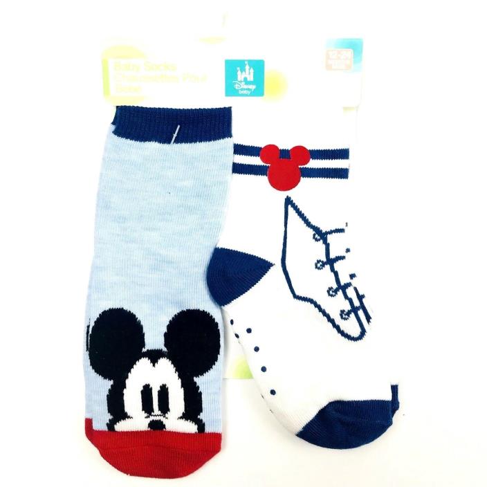 Disney Store Mickey Mouse Crib Socks Set Size 12-24 Mo Baby Boy Blue White Red