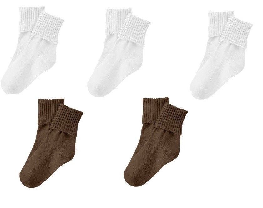 GYMBOREE 3 Pair White/2 Pair Brown Socks NWT Toddler Boys 3-4 (US 9-10)