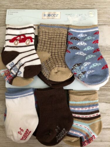 robeez boys socks kickproof, sizes 0-6 mo Socks, Baby Socks, 6 Pair, Cars, New