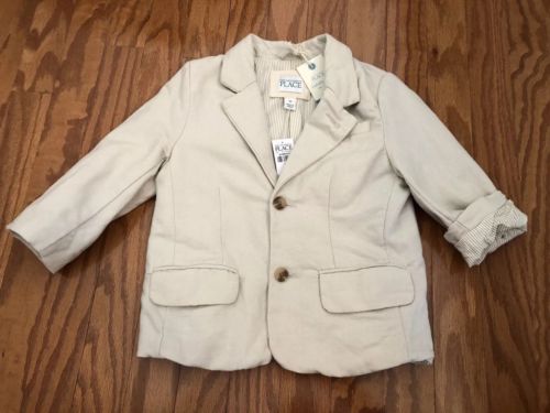 NWT The Childrens Place Washable Linen Blazer Jacket Sport Coat Toddler Boys 3T