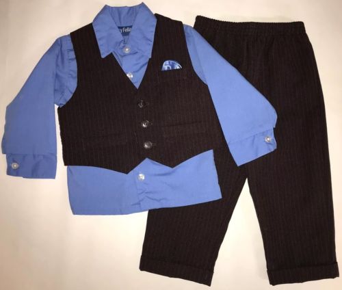 Happy Fella 3 Piece Suit Baby Toddler Boys Size 18 Months Pants Vest Shirt Set