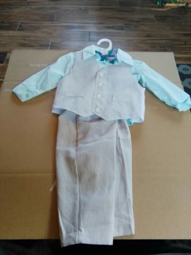 NWT NEW TFW Baby/Little Boys 4-pc Vest Set Shirt Tie Vest Pants Suit. 18M