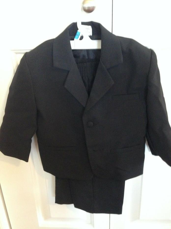 TODDLER BOYS  BLACK FORMAL 3 PIECE SUIT PLUS WHITE DRESS SHIRT - 24 MONTH (XL)