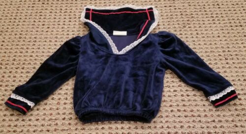 Doe-Spun Pullover Knickers Toddler sz 2 Blue Cape Red White Trim Velour Baby