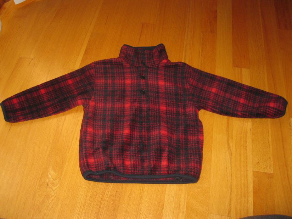 VTG (90's) Old Navy Toddler Black & Red Plaid Fleece Pullover Snap Top Size 2/3