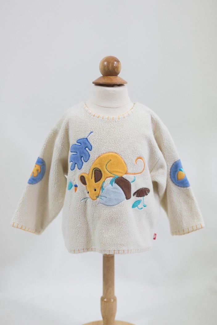 Zutano Infant Baby Boy Girl Sweater Long Sleeve White Fleece Fall Mouse Theme
