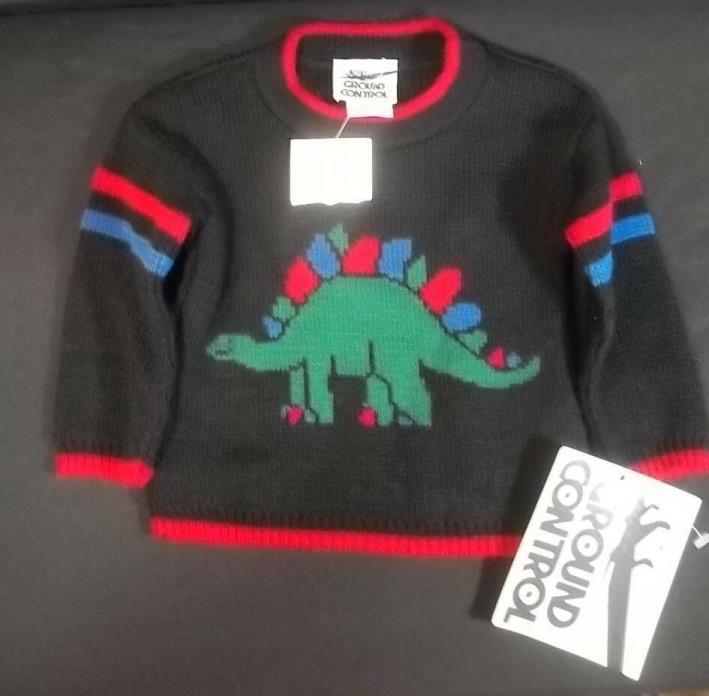 Ground Control Infant Sweater Dinosaur 12M Black Vintage 90's Crew Neck