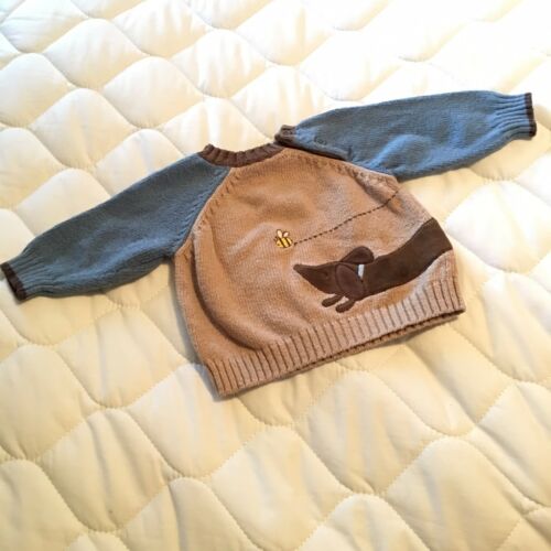 Gymboree Baby Boy Sweater 3-6M Brown Blue Dachshund