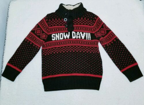 Baby GAP Toddler Boys Size 5 Black & Red Snow Day Sweater