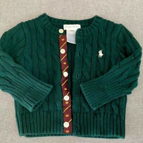 ??Ralph Lauren Baby Cardigan Sweater Green Size 3M
