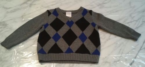 GYMBOREE Baby Boys Gray Blue & Black Argyle PulloverLong Sleeve Sweater 6-12M