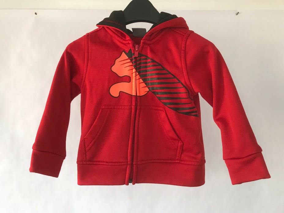 Puma Infant Toddler 12 Months Boy's Red Zip Hoodie Long Sleeve Sport Sweatshirt