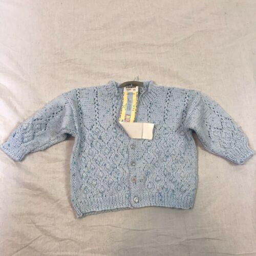 Handmade infant baby boy blue sweater Plymouth yarn dreambaby 12 months