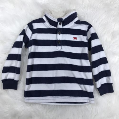 Carter's Baby Boy Blue & White Striped Sherpa Lined Sweater Button Up 24 Months