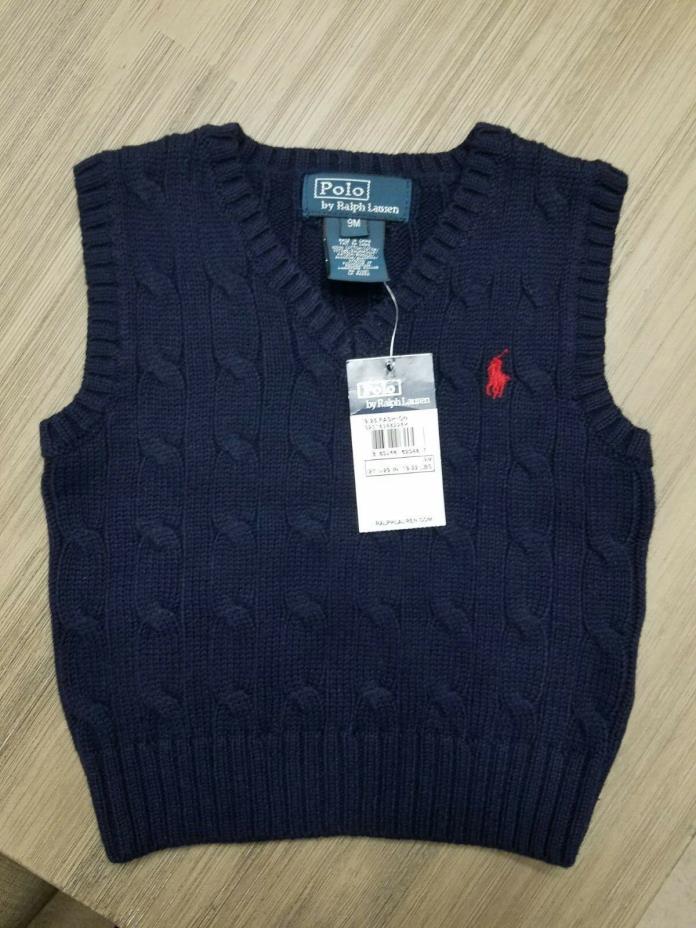 9 months Baby Boy Navy Blue Ralph Lauren Vest, 100% Cotton