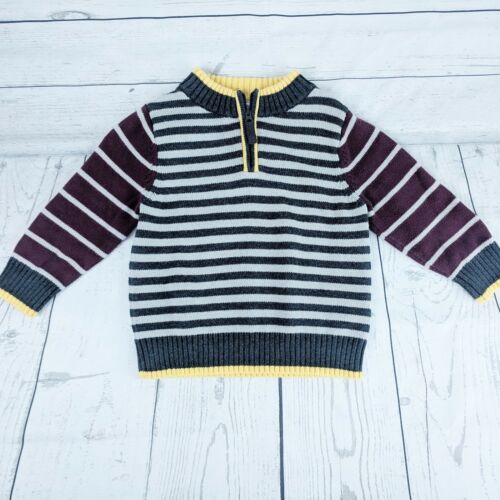 Hanna Andersson Black/White Striped 1/4 Zip Sweater Kids Sz. 90 (3)