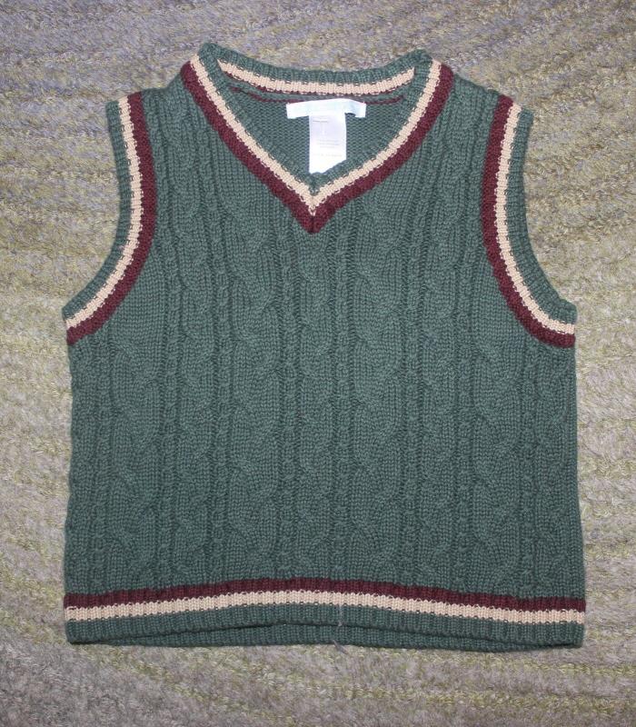 Janie and Jack Baby Boys Green Sweater Vest - Size 18-24 Months - EUC