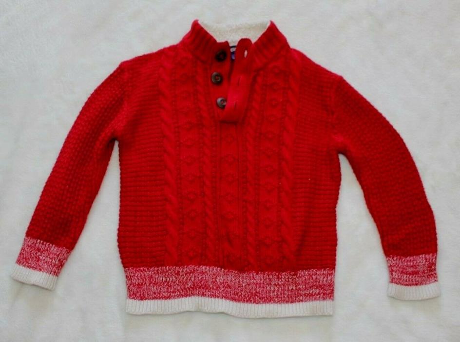 Cherokee Boys Sweater Size 4T Red Pullover Cable Knit 3 Button Valentines Day