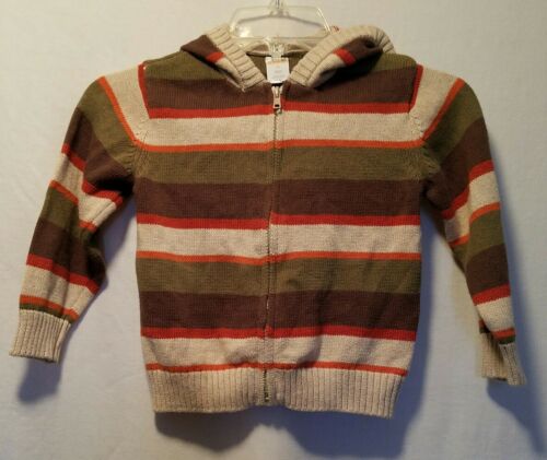 Gymboree Sweater Toddler Boys Size 3T Hooded Zippered Brown Fall