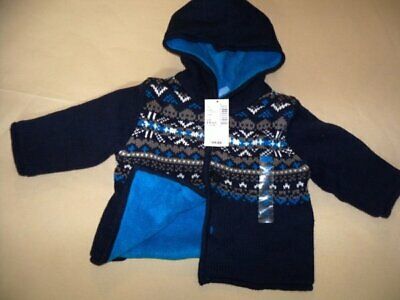 New Boys Childrens Place Hooded Sweater Jacket Tag Nordic Sizes 3/6 or 9/12 mo