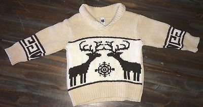Baby Gap Deer Sweater Pullover Tan Brown Toddler Size 3 yrs Winter Holiday Wool