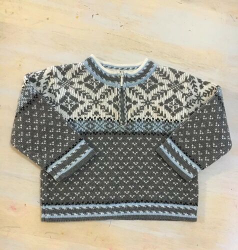 Hanna Andersson Baby Boys Sweater Size 80 /12 months Grey Blue Nordic Snowflake