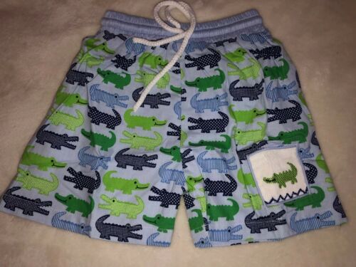 Smocked Alligator Preppy Bathing Suit Blue New 4