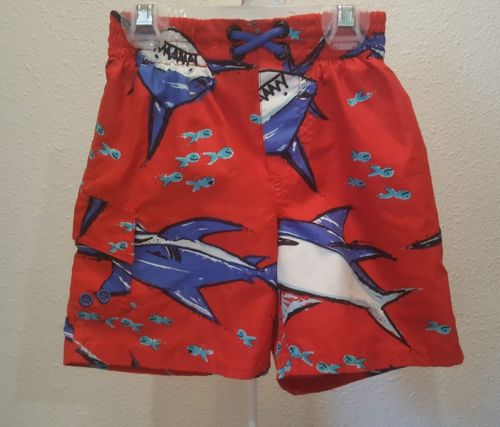 Boys 3T * * OSHKOSH * * SWIM TRUNKS SHORTS Swimwear SUMMER red blue shark