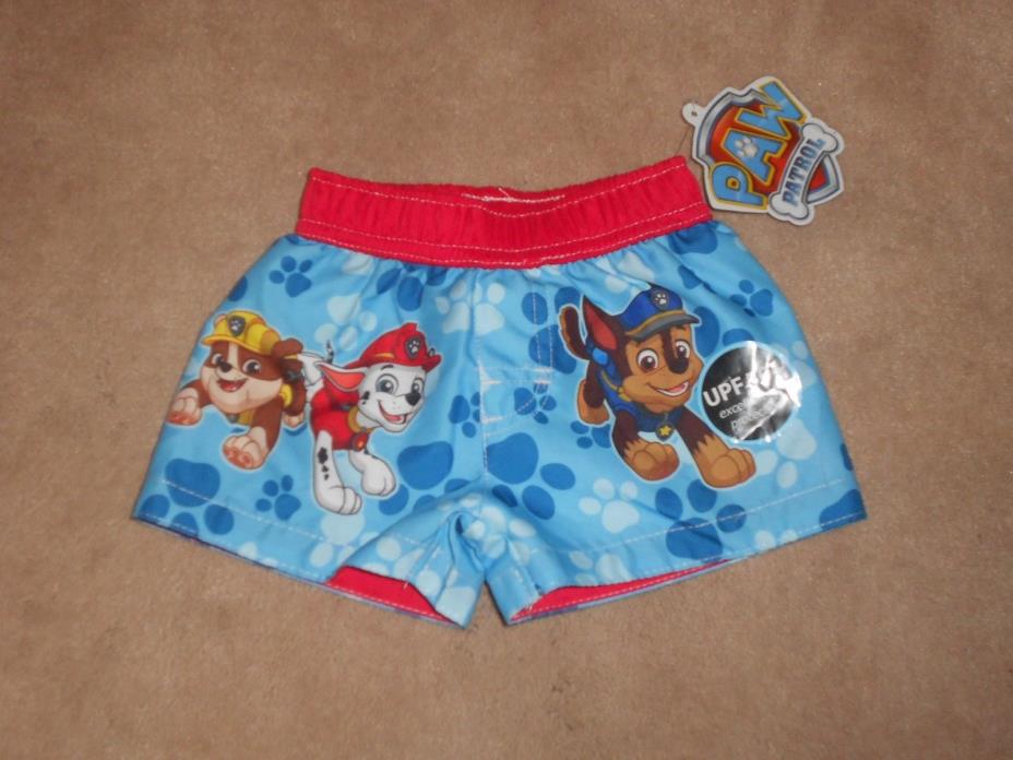 NEW, BABY BOY PAW PATROL SWIM TRUNKS, SIZE 0/3 MONTHS