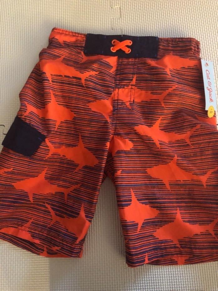 Cat & Jack bathing suit swim shorts boys 8/10 NWT swimming shark print